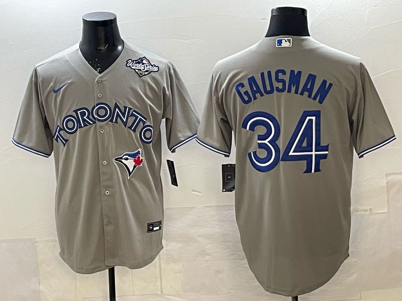 Men 2025 Nike Toronto Blue Jays #34 Gausman Grey Game MLB Jersey 03->toronto blue jays->MLB Jersey